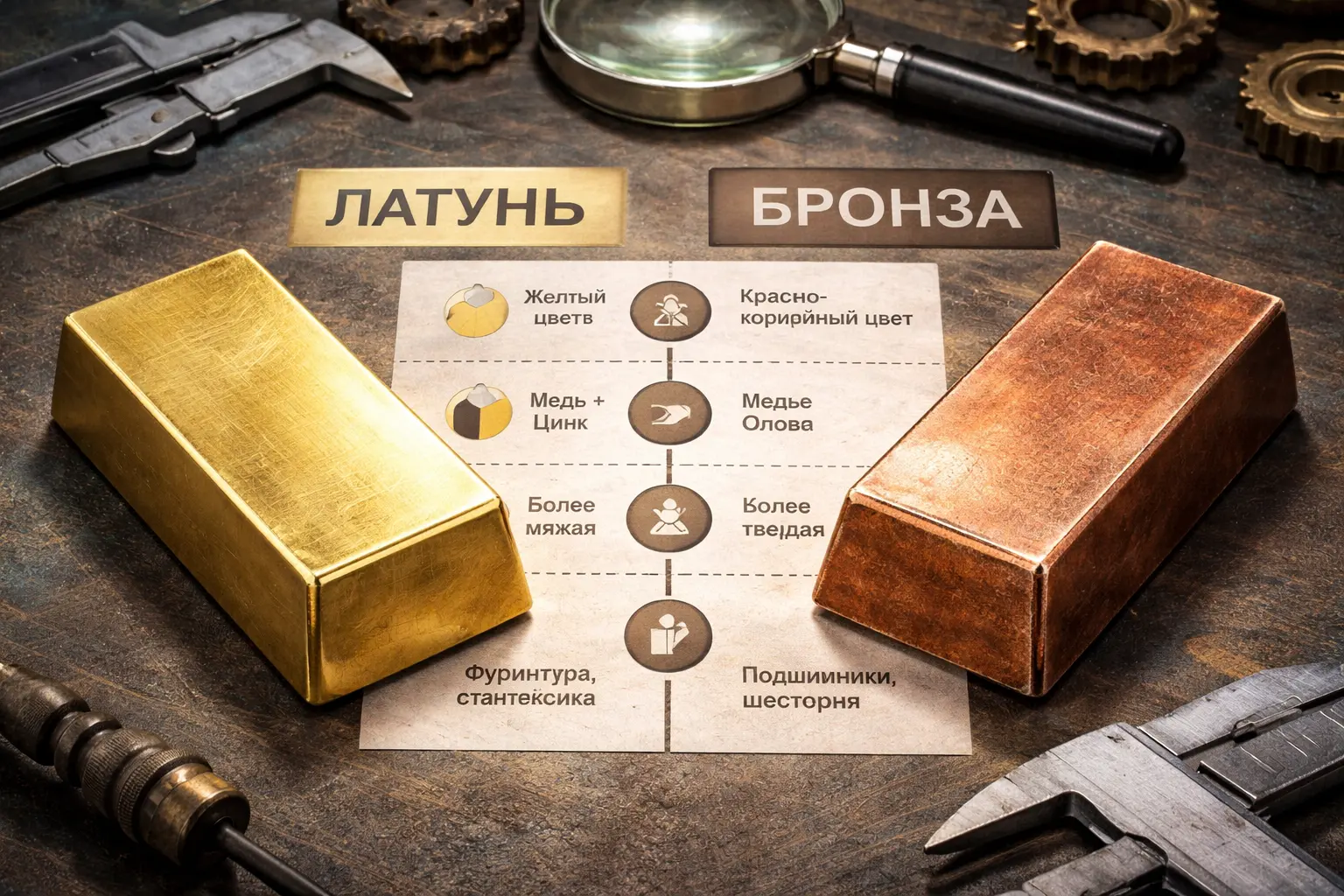 бронза и латунь отличия
